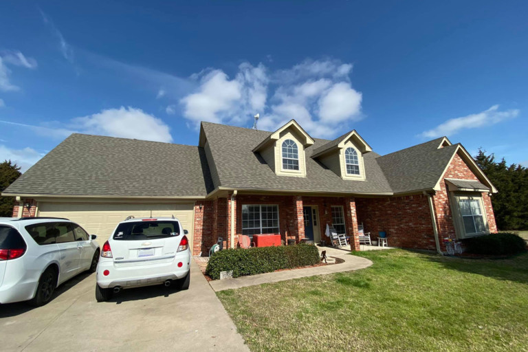 New roof and gutters in Caddo Mills, Northeast Texas.
