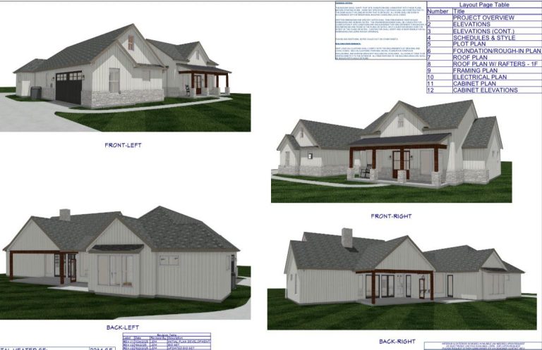 3D rendering of a custom home from four angles, created before construction